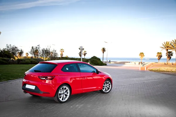 Car on a road in european city — Stock Photo, Image