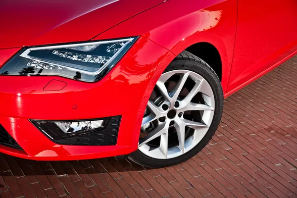 Car on a road in european city — Stock Photo, Image