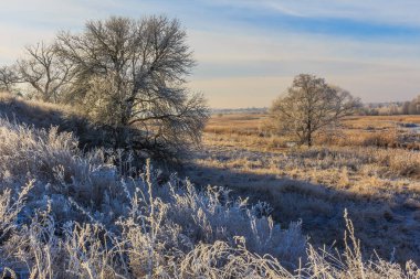 Irpen Nehri 'nde soğuk bir sabah. Kiev bölgesi. 5 Aralık 2021