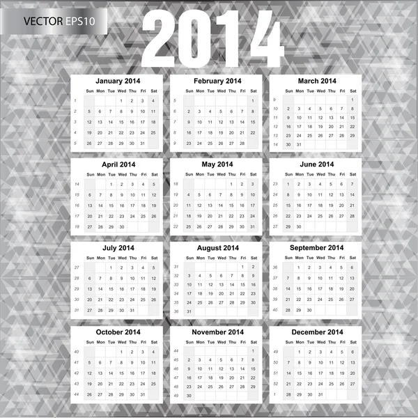 Calendario 2014. Vettore . — Vettoriale Stock