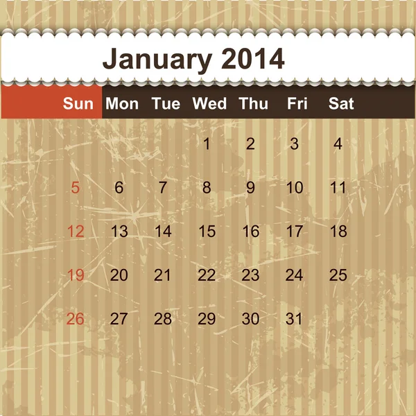 日历来安排每月 2014 — 图库矢量图片