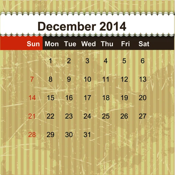 Havi 2014 ütemezése a naptár — Stock Vector