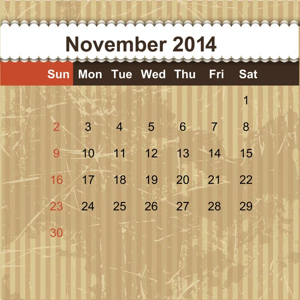 Calendario da programmare mensilmente 2014 — Vettoriale Stock