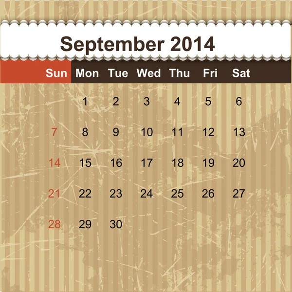 Календар щомісяця 2014 — стоковий вектор