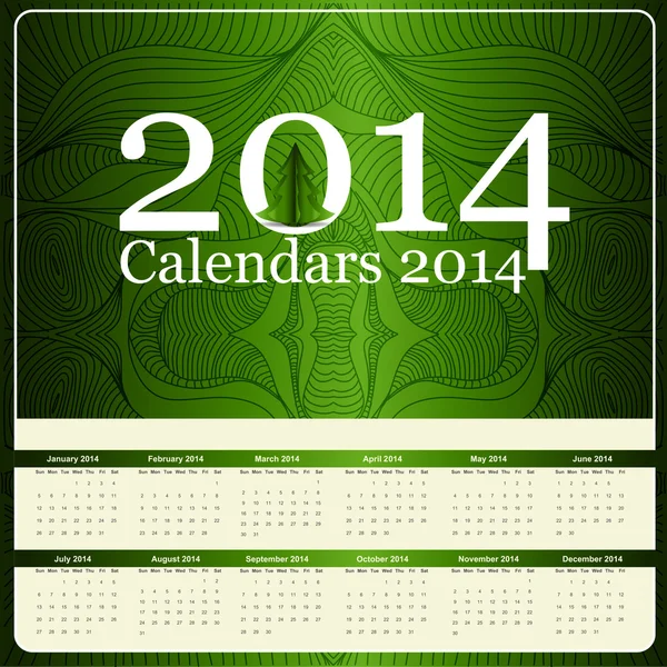 カレンダー 2014 年。ベクトル. — ストックベクタ