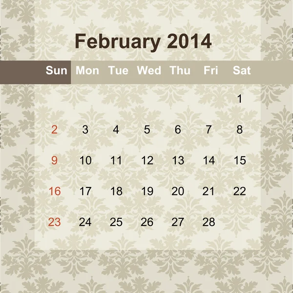 Calendario da programmare mensilmente 2014 — Vettoriale Stock