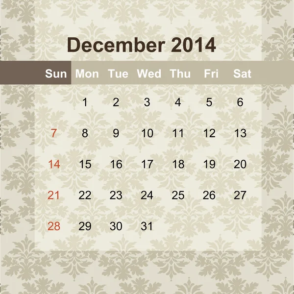 Calendrier pour planifier mensuellement 2014 — Image vectorielle