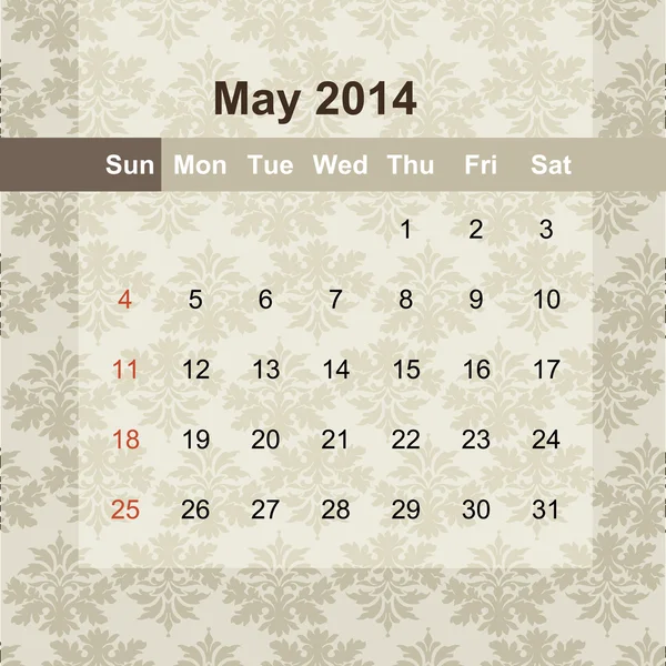Calendário para agendar mensal 2014 — Vetor de Stock