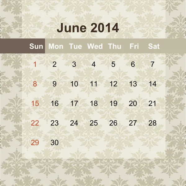 Kalendář k naplánování měsíční 2014 — Stockový vektor