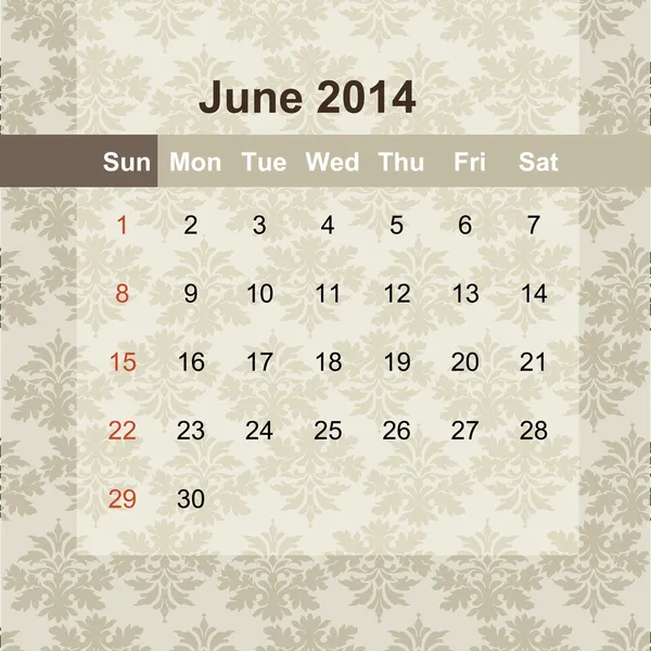 Calendario da programmare mensilmente 2014 — Vettoriale Stock