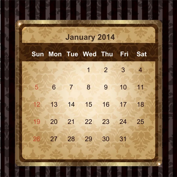 Calendario da programmare mensilmente 2014 — Vettoriale Stock