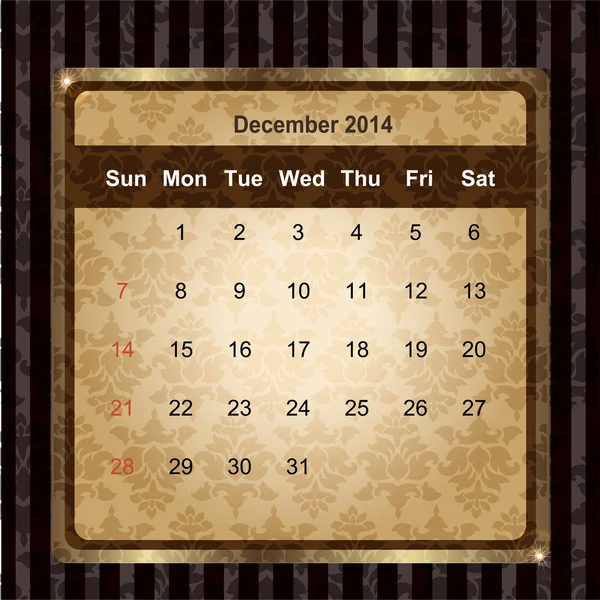 Kalender für 2014 — Stockvektor