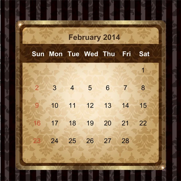 Calendario da programmare mensilmente 2014 — Vettoriale Stock