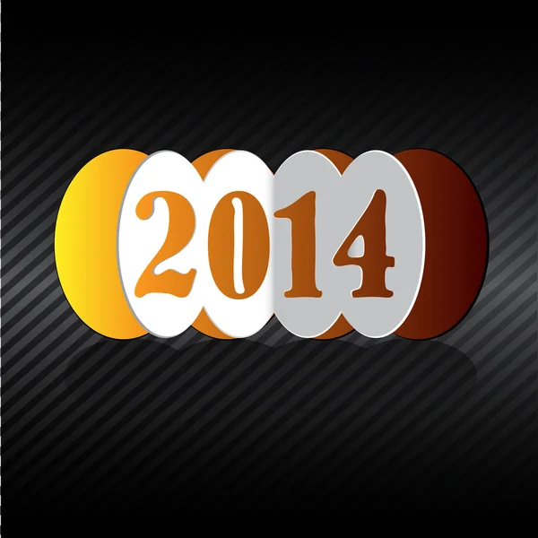 Felice anno nuovo 2014 disegno biglietto di auguri . — Vettoriale Stock