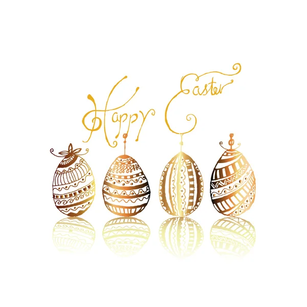 Happy easter egg en script hand belettering — Stockvector