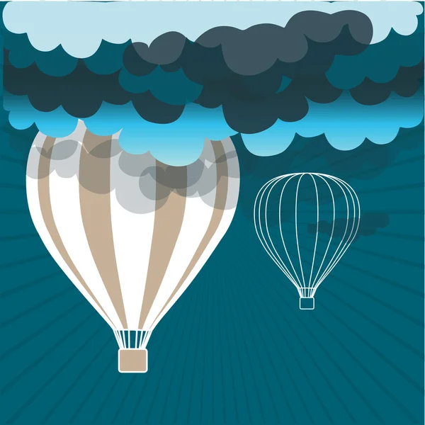 Retro hot air balloon sky background — Stock Vector