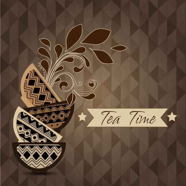Tarjeta de tiempo de té y café. ilustración vectorial — Vector de stock