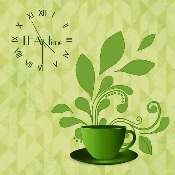 紅茶とコーヒー タイム カード。ベクトル イラスト — ストックベクタ