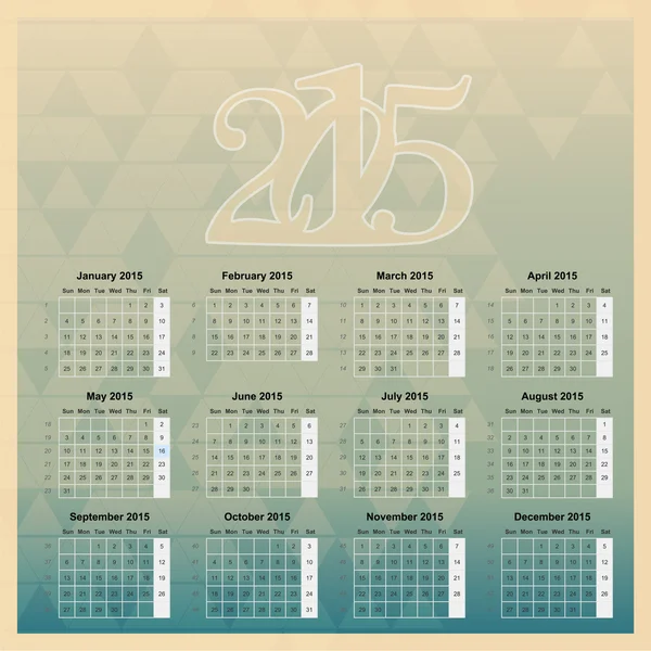 2015 Europæiske år kalender – Stock-vektor