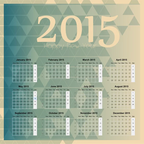 Calendrier de l'année européenne 2015 — Image vectorielle