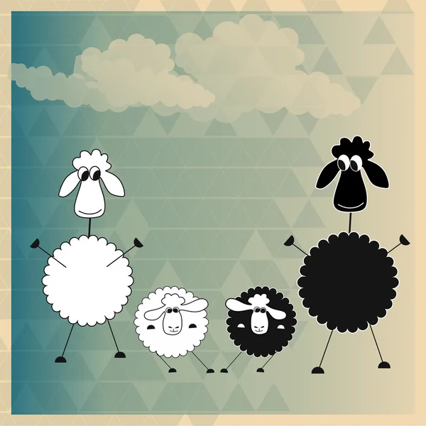 Lustige süße Schafe. Frohe Ostern — Stockvektor