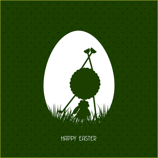 Bonne carte de vœux de Pâques avec oeuf et lapin — Image vectorielle
