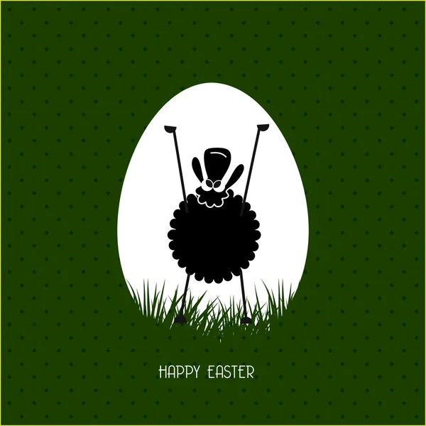 Glad påsk gratulationskort med ägg och kanin — Stock vektor
