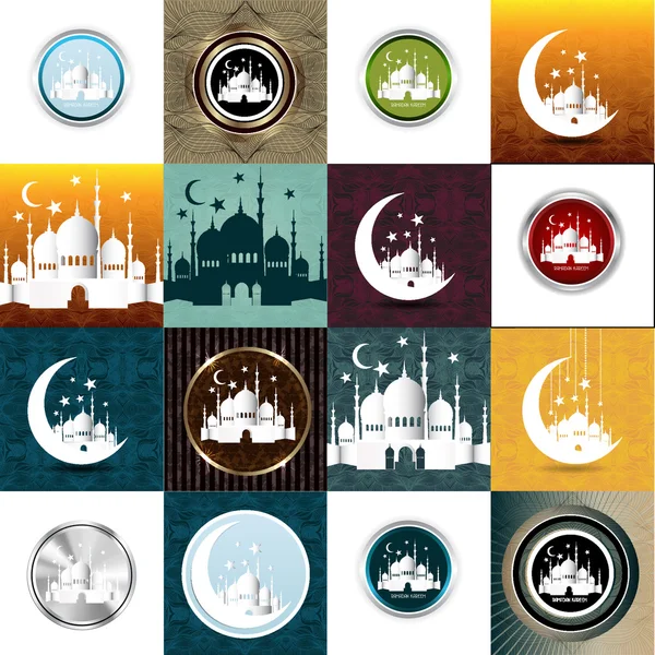 Set van vintage ramadan kareem achtergrond — Stockvector