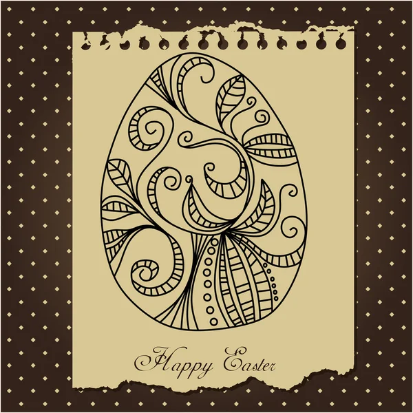 Happy Easter card, egg with ornaments — Stock Vector