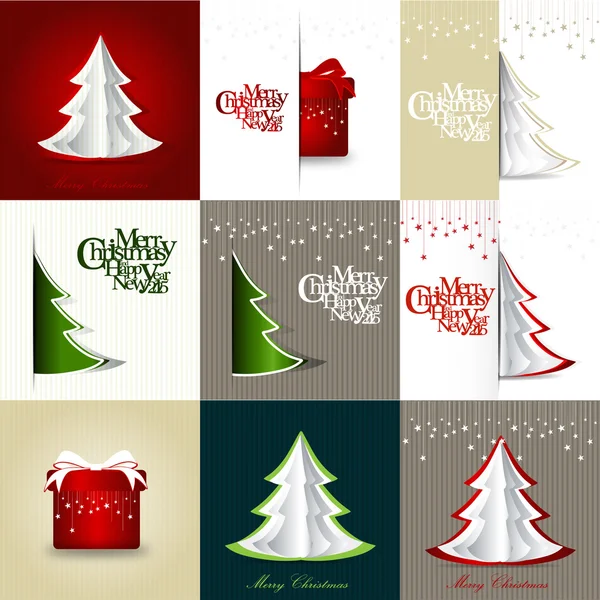 メリー クリスマスと幸せな新年のグリーティング カード デザインのセット. — ストックベクタ