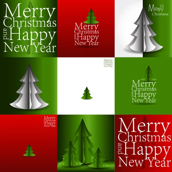 Set of  Merry Christmas and Happy New Year greeting card design. — Stock Vector