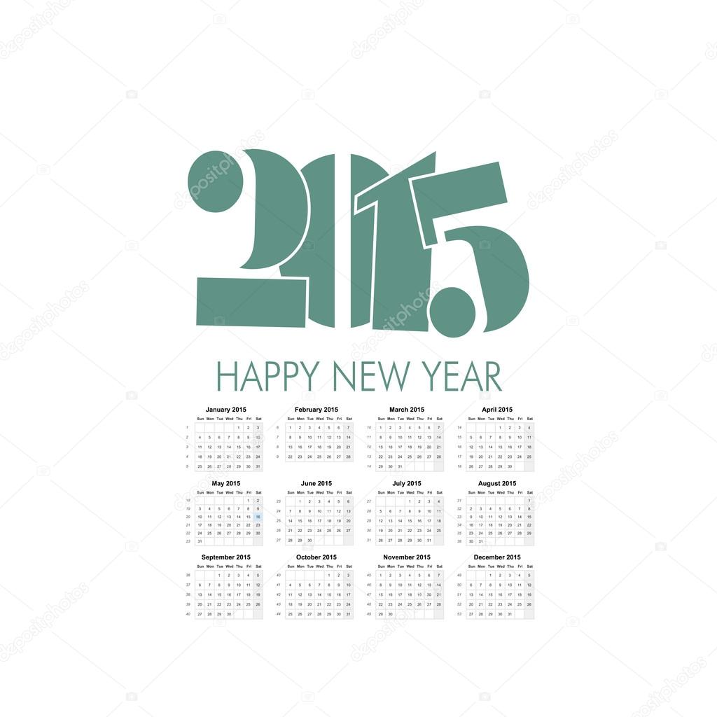 Happy new year 2015 greeting card design.