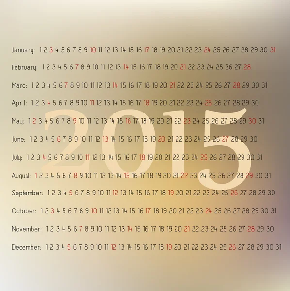 Felice anno nuovo 2015 calendario, biglietto di auguri di design . — Vettoriale Stock