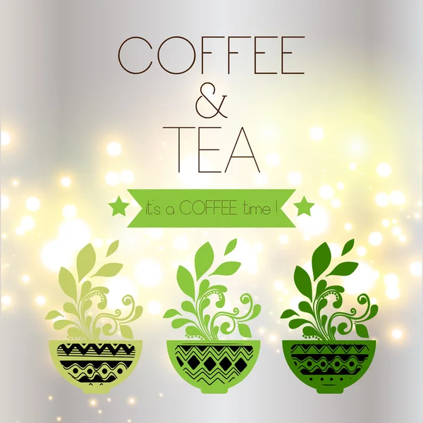 Tea and Coffee time card — Stock Vector