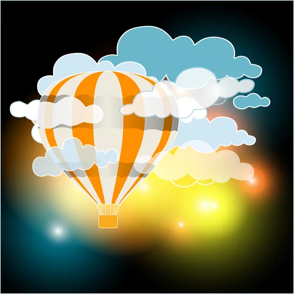 Varm luft ballong himmel bakgrund — Stock vektor