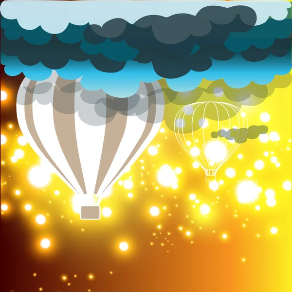 Hot air balloon sky background — Stock Vector