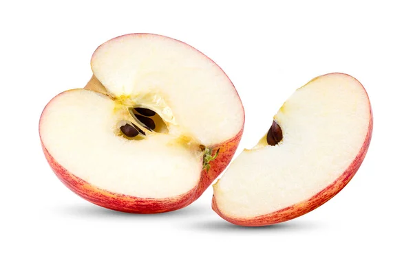 Poločervené Jablko Ovoce Bez Semen Izolované Bílém Pozadí — Stock fotografie