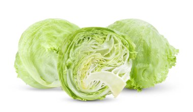 Beyaz Arkaplanda Yeşil Buzdağı Marulu