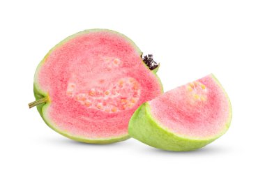 Beyaz arkaplanda izole edilmiş guava meyvesi