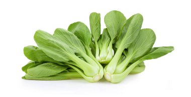 Beyaz arkaplanda bok choy sebzesi