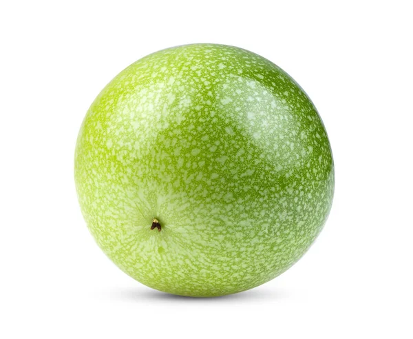 Zielony Owoc Pasja Białym Tle — Zdjęcie stockowe