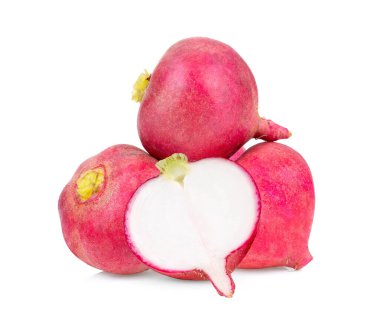 Beyaz arkaplanda küçük bahçe turpu