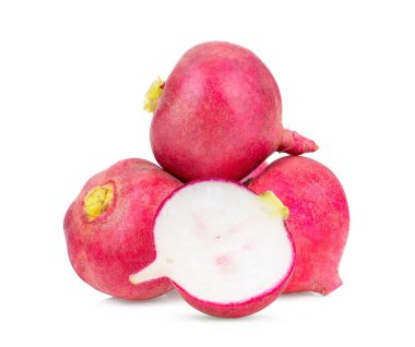 Beyaz arkaplanda küçük bahçe turpu