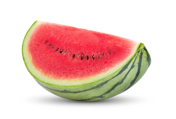 Geschnitten Frische Wassermelone Isoliert Auf Weißem Hintergrund — Stockfoto