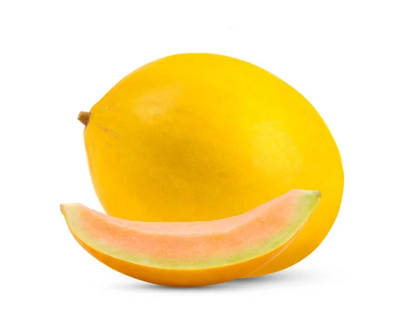 白色背景下孤立的黄色甜瓜 — 图库照片