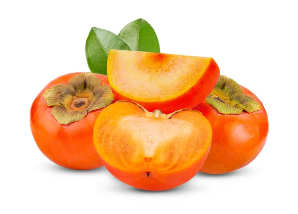 Ripe Persimmons Isolated White Background Full Depth Field — Stock Photo, Image