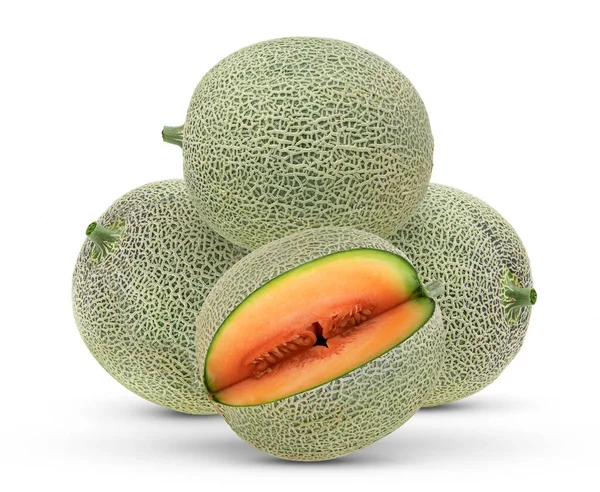 Melon Cantaloup Isolé Sur Fond Blanc — Photo