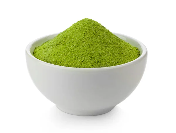 Instant Matcha Zielona Herbata Ceramicznej Misce Izolowane Białym Tle — Zdjęcie stockowe