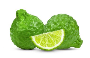 bergamot ya da kaffir beyaz arkaplanda izole edildi