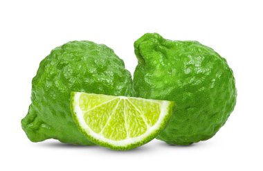bergamot ya da kaffir beyaz arkaplanda izole edildi